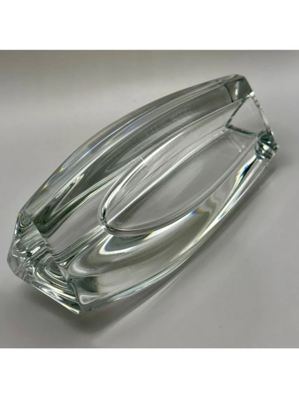 Baccarat Signed Bouton D'Or Gold Button Triangular Art Glass Crystal Vase 6